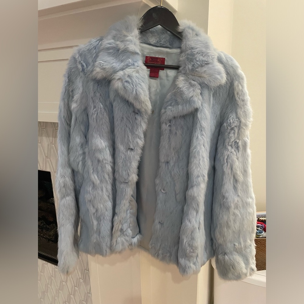 Paris Blues Outerwear Blue Fur Coat